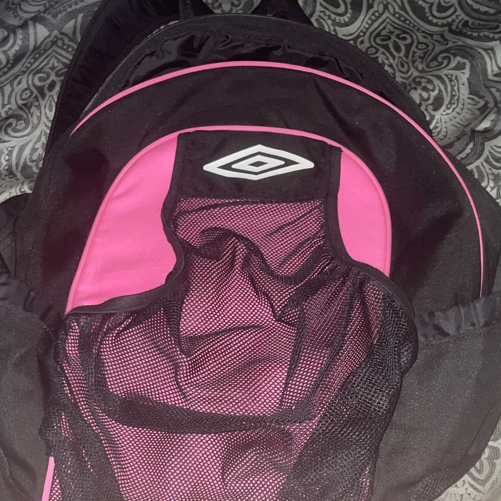 Umbro Women's Backpack in Vibrant Pink and Classic Black